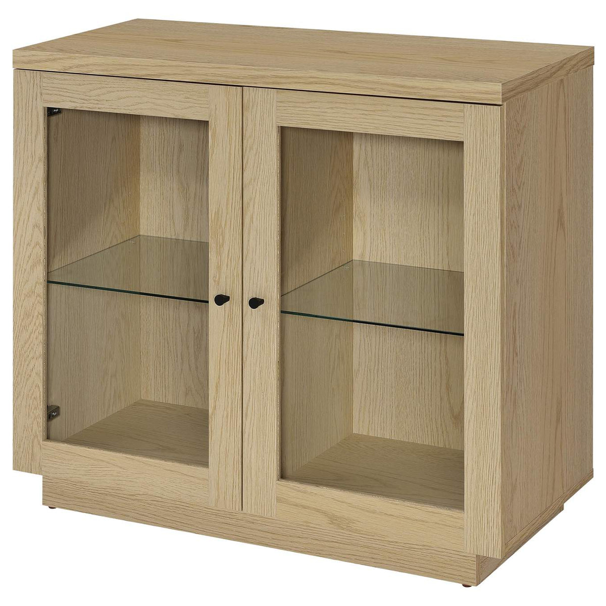 950429 Tilbury 2-door Glass Front Accent Display Cabinet Light Oak