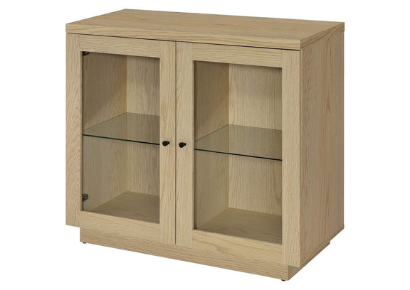 950429 Tilbury 2-door Glass Front Accent Display Cabinet Light Oak