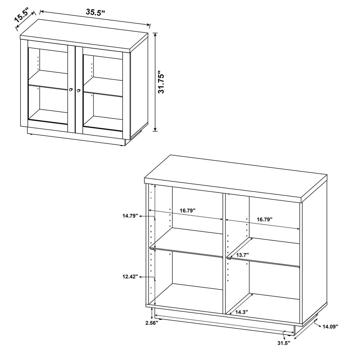 950429 Tilbury 2-door Glass Front Accent Display Cabinet Light Oak