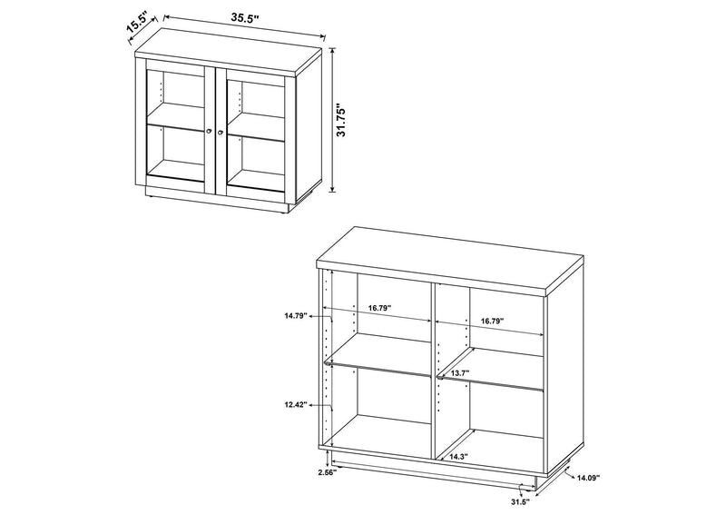 950429 Tilbury 2-door Glass Front Accent Display Cabinet Light Oak