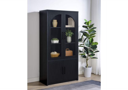 950432 Riva 4-door Tall Accent Display Cabinet LED Lighting Black