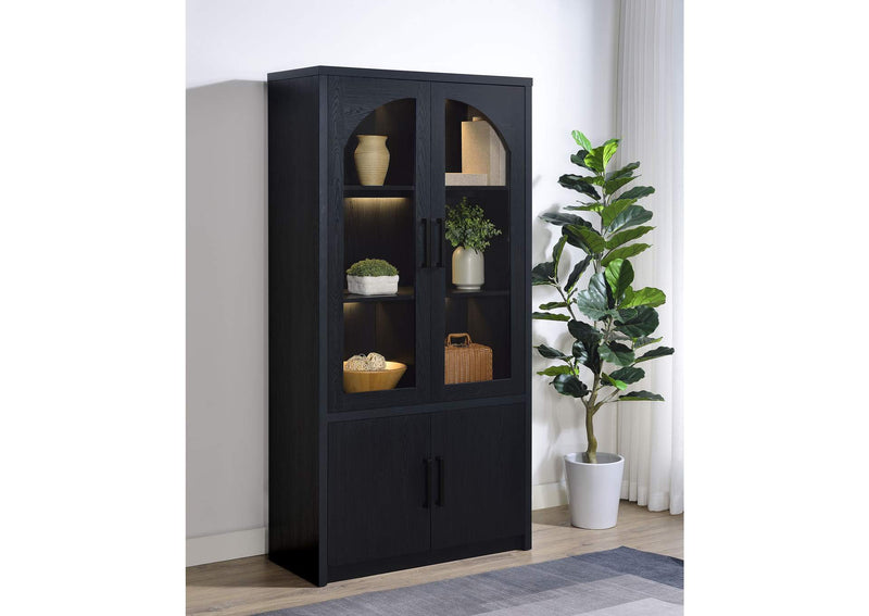950432 Riva 4-door Tall Accent Display Cabinet LED Lighting Black