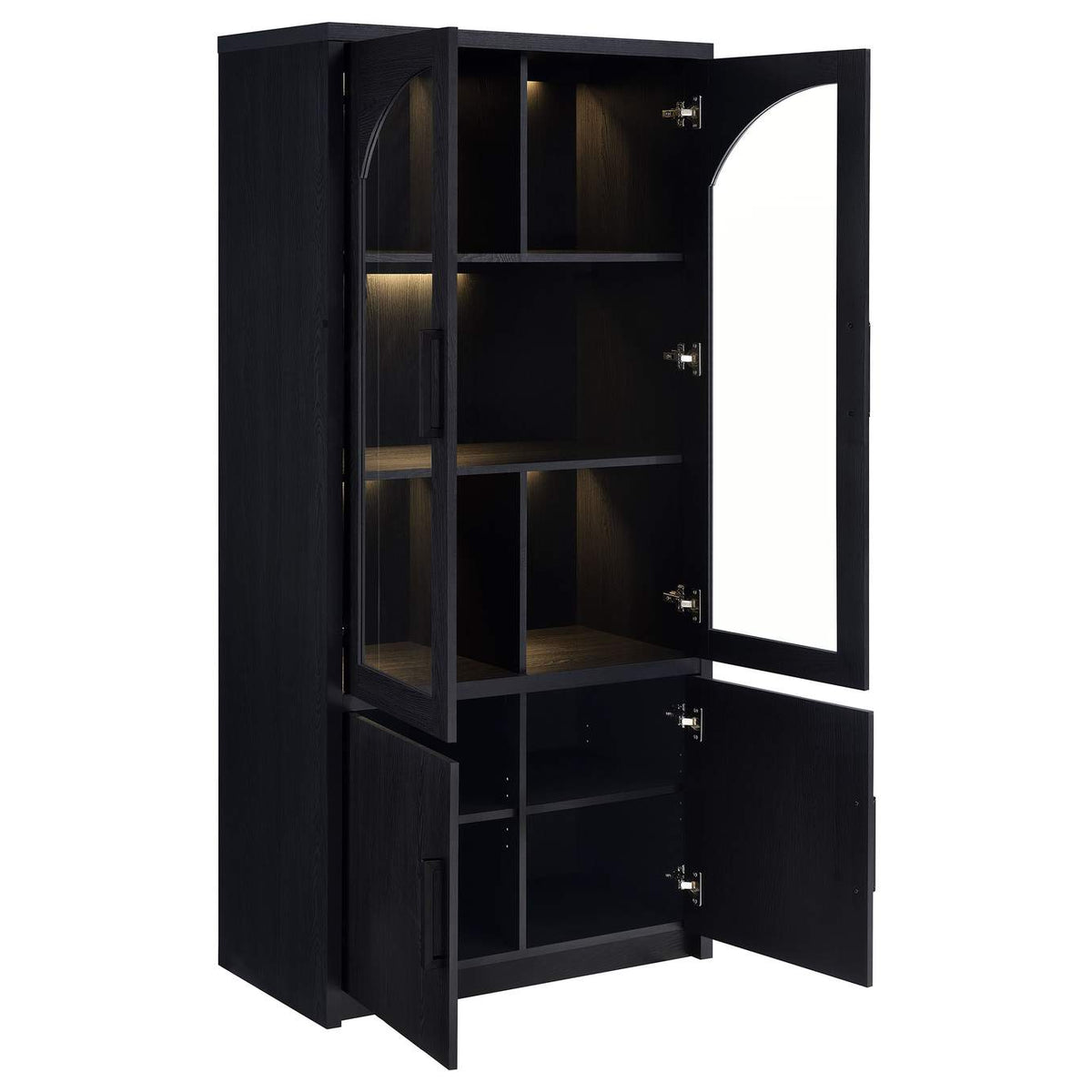 950432 Riva 4-door Tall Accent Display Cabinet LED Lighting Black