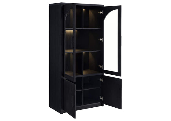 950432 Riva 4-door Tall Accent Display Cabinet LED Lighting Black