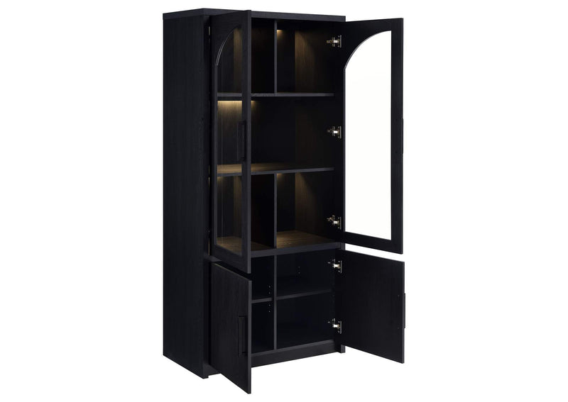 950432 Riva 4-door Tall Accent Display Cabinet LED Lighting Black