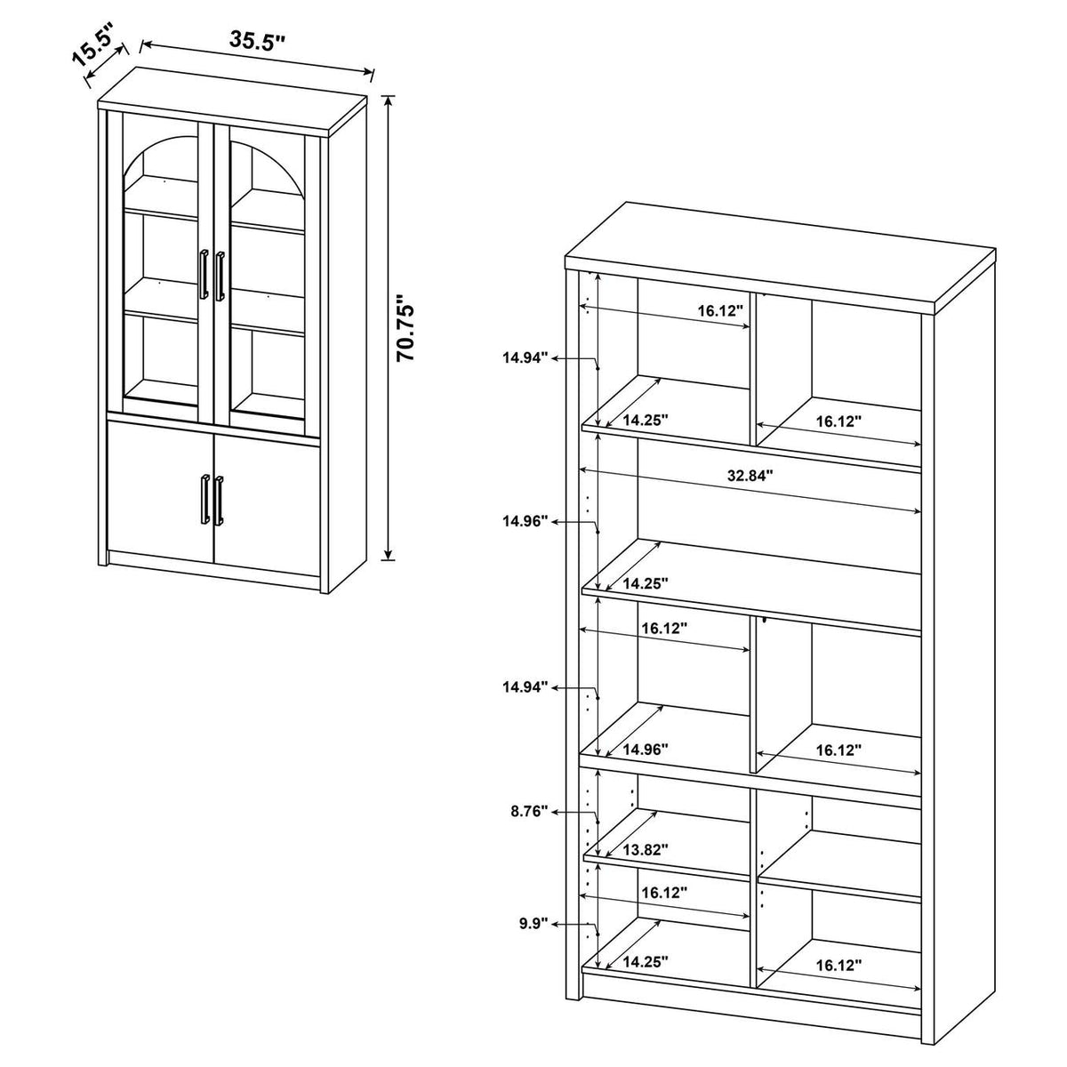 950432 Riva 4-door Tall Accent Display Cabinet LED Lighting Black