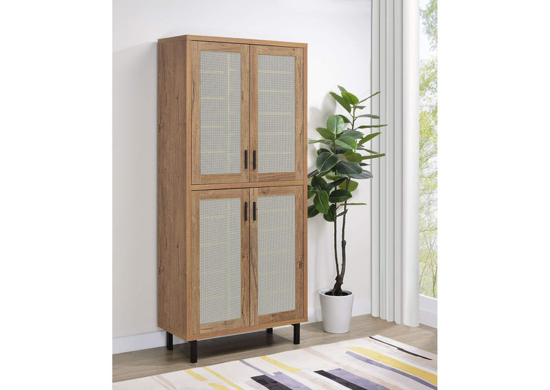 950440 Teller 80-inch 4-door Tall Shoe Storage Cabinet Natural Oak