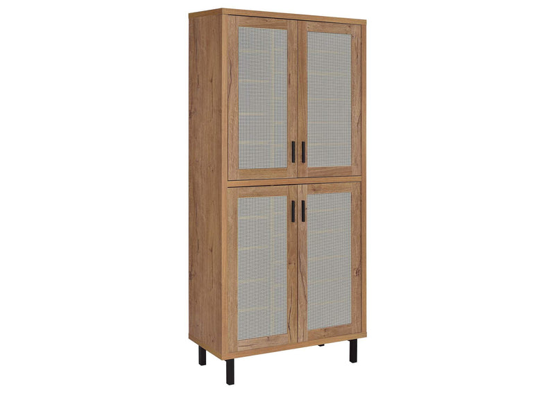 950440 Teller 80-inch 4-door Tall Shoe Storage Cabinet Natural Oak