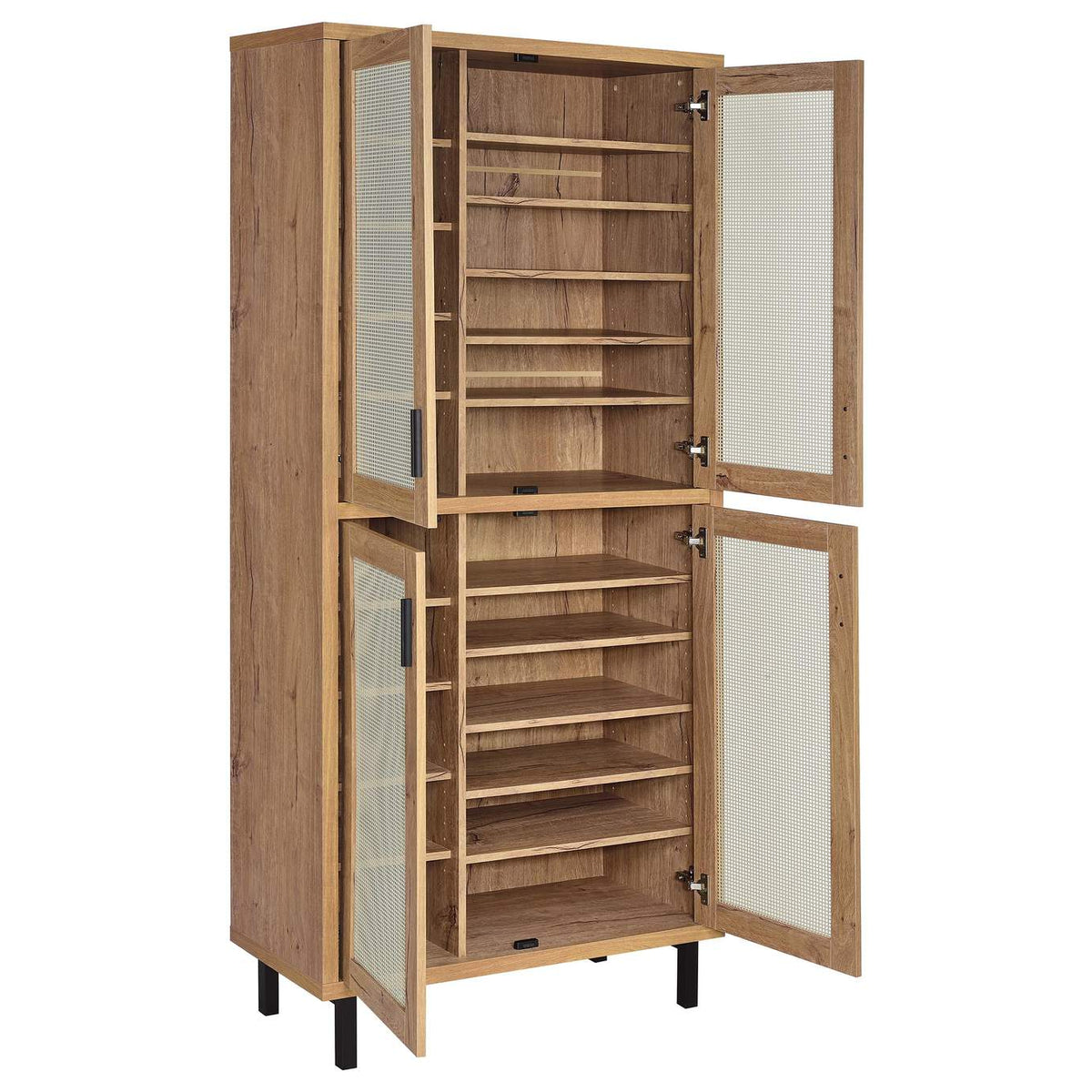 950440 Teller 80-inch 4-door Tall Shoe Storage Cabinet Natural Oak