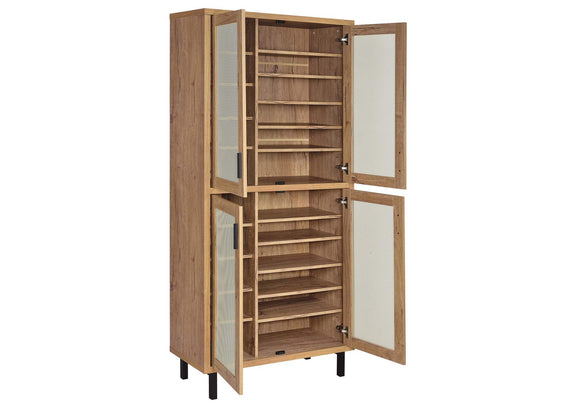 950440 Teller 80-inch 4-door Tall Shoe Storage Cabinet Natural Oak