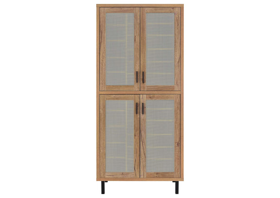950440 Teller 80-inch 4-door Tall Shoe Storage Cabinet Natural Oak