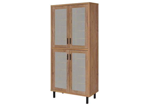 950440 Teller 80-inch 4-door Tall Shoe Storage Cabinet Natural Oak