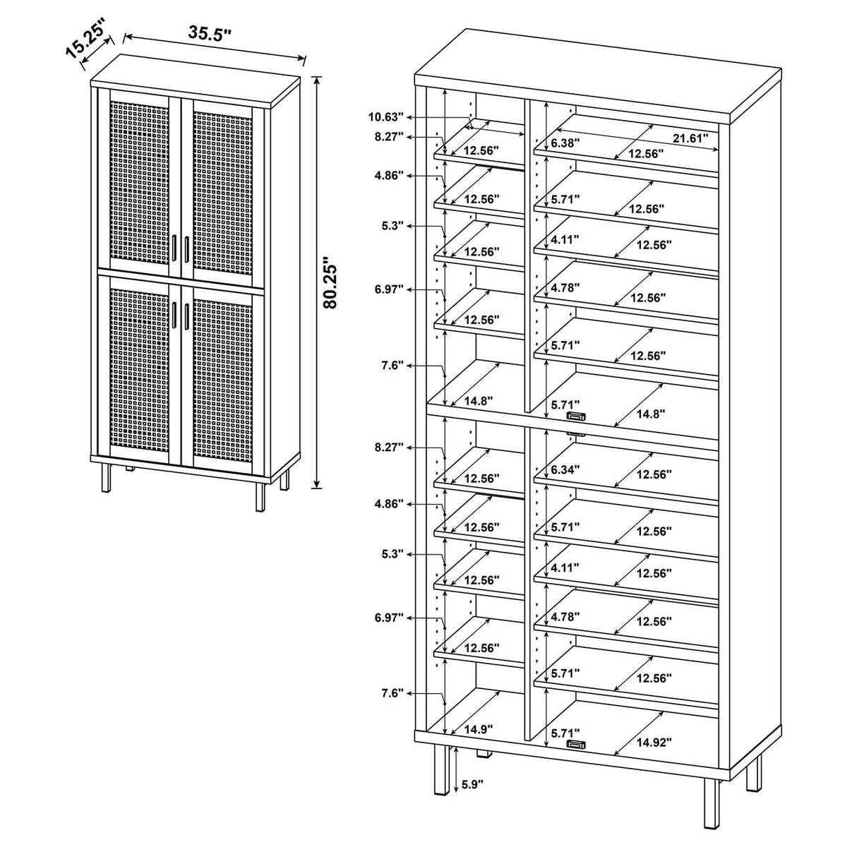 950440 Teller 80-inch 4-door Tall Shoe Storage Cabinet Natural Oak