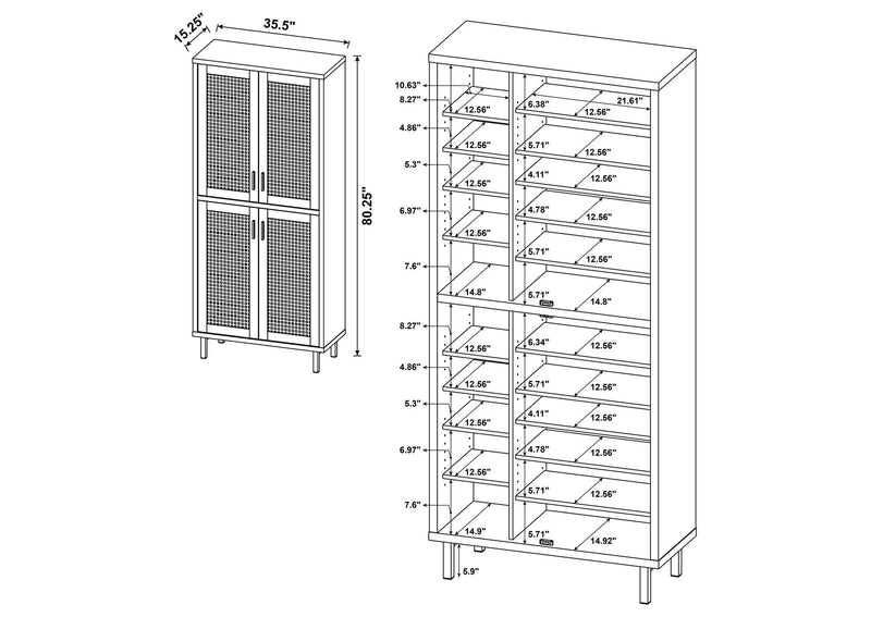 950440 Teller 80-inch 4-door Tall Shoe Storage Cabinet Natural Oak