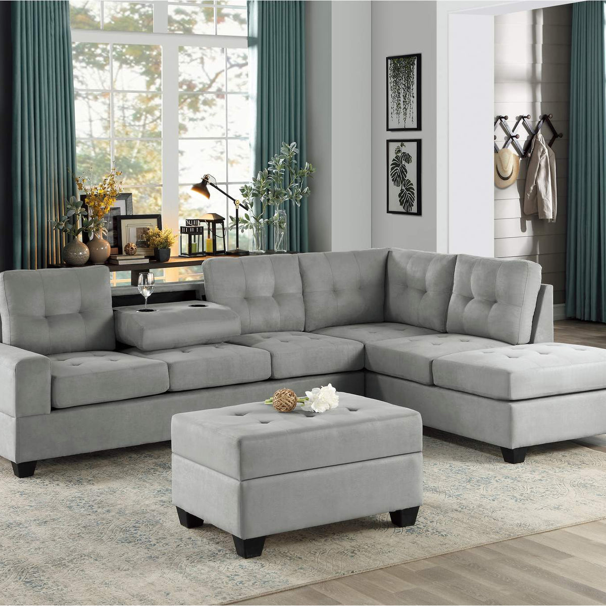 9507GRY-4 Maston Storage Ottoman
