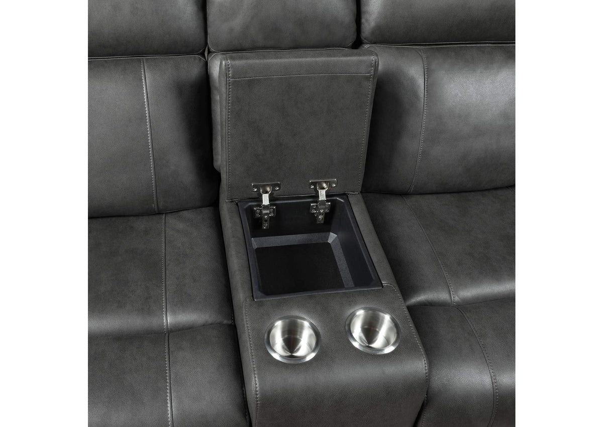 9515DGY-2 Double Reclining Love Seat with Center Console