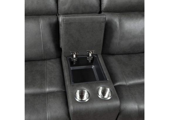 9515DGY-2 Double Reclining Love Seat with Center Console