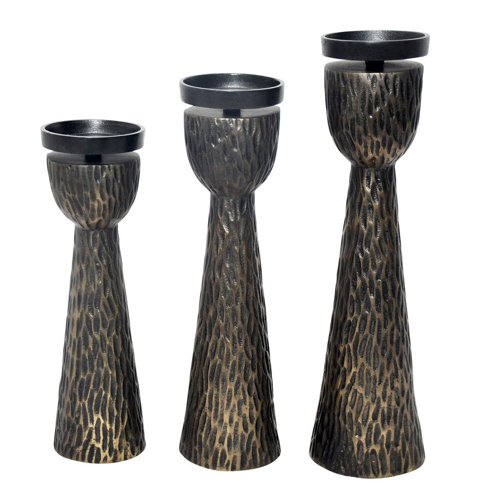 Cali Aluminuminum Candle Holders (Set of 3) - Black