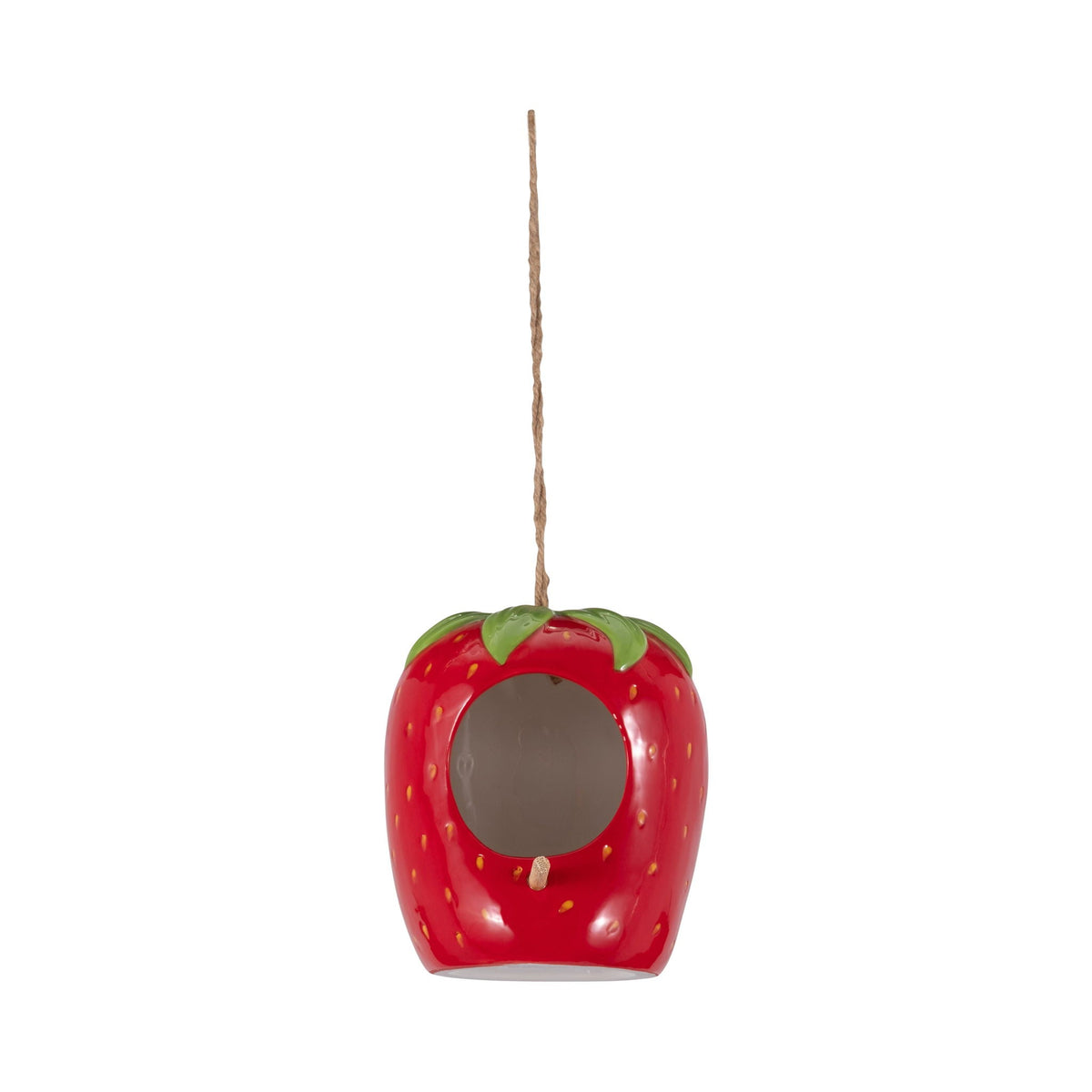 6" Strawberry Bird House/Feeder - Red / Green