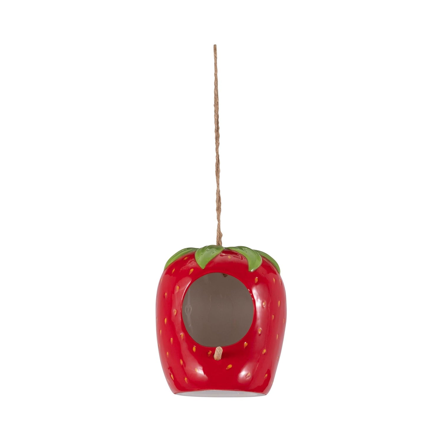 6" Strawberry Bird House/Feeder - Red / Green