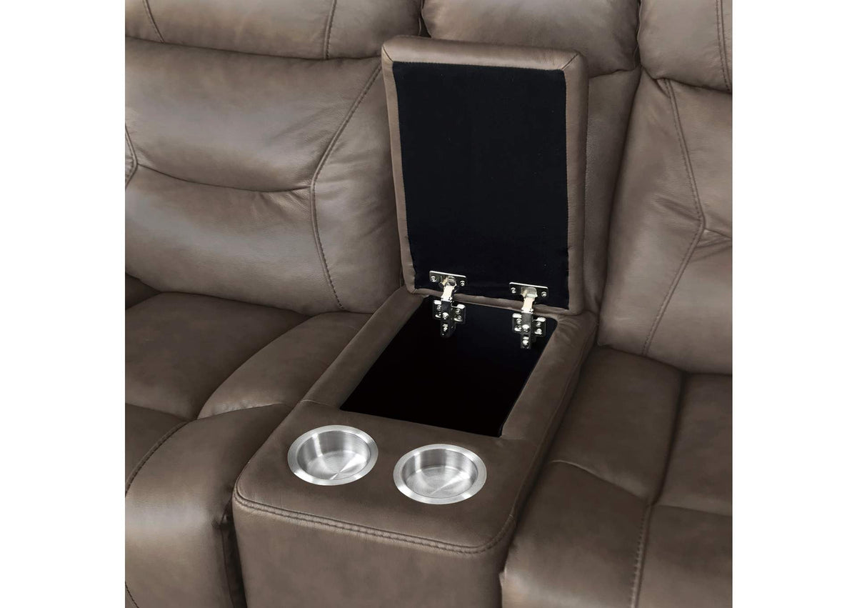 9528BRG-2PWH Kennett Power Double Reclining Love Seat with Center Console, Power Headrests and USB Ports