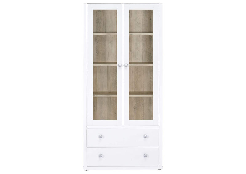 953477 Hawthorne 4-shelf Glass Door Tall Cabinet with Drawers White