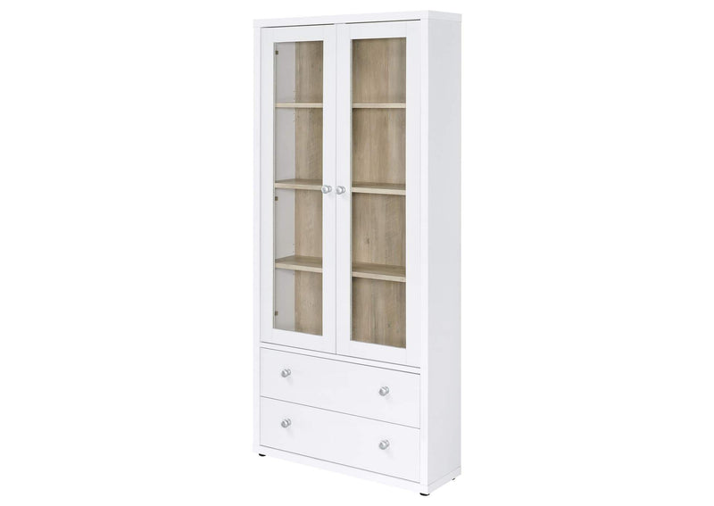 953477 Hawthorne 4-shelf Glass Door Tall Cabinet with Drawers White