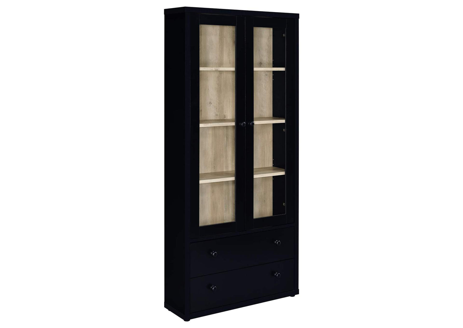 953478 Hawthorne 4-shelf Glass Door Cabinet with Drawers Black