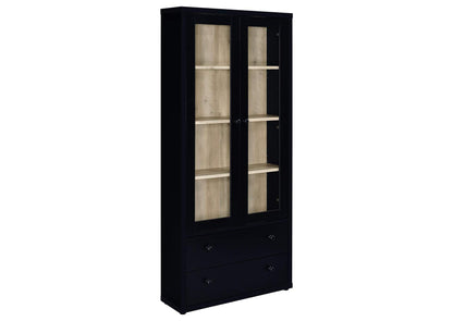 953478 Hawthorne 4-shelf Glass Door Cabinet with Drawers Black