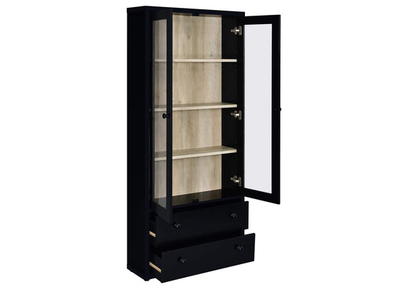 953478 Hawthorne 4-shelf Glass Door Cabinet with Drawers Black