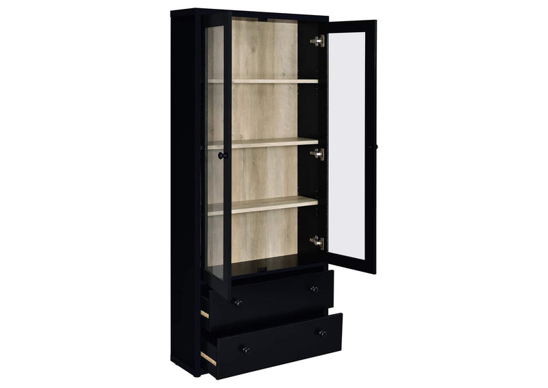 953478 Hawthorne 4-shelf Glass Door Cabinet with Drawers Black