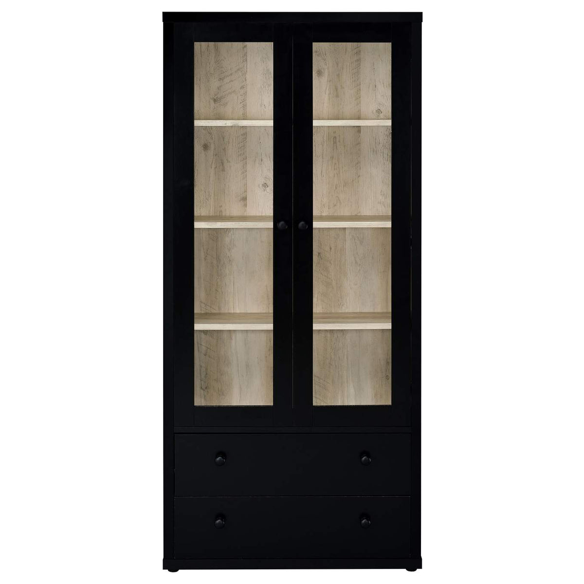953478 Hawthorne 4-shelf Glass Door Cabinet with Drawers Black