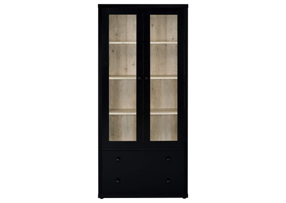 953478 Hawthorne 4-shelf Glass Door Cabinet with Drawers Black