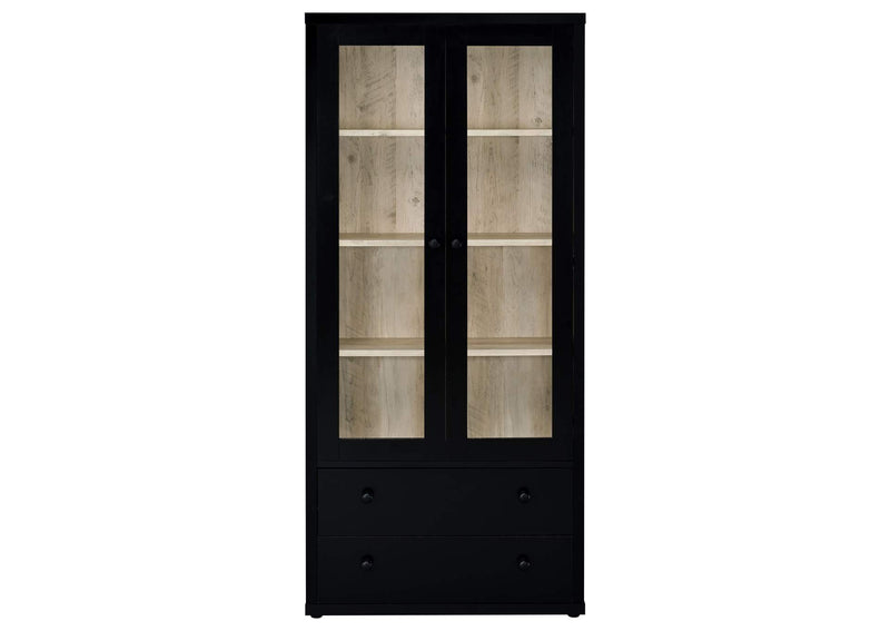 953478 Hawthorne 4-shelf Glass Door Cabinet with Drawers Black