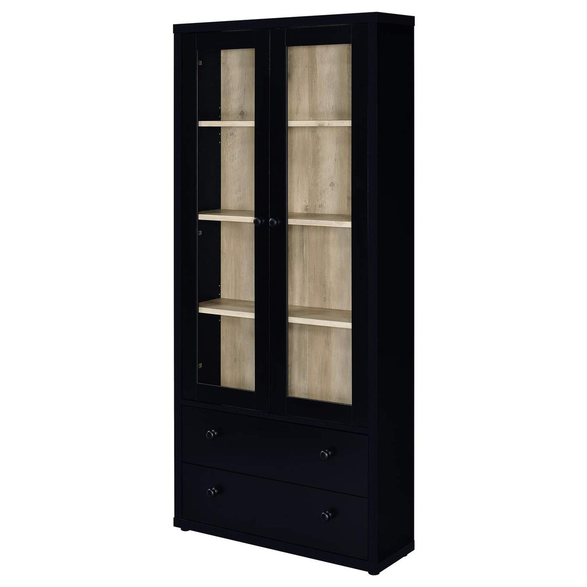 953478 Hawthorne 4-shelf Glass Door Cabinet with Drawers Black