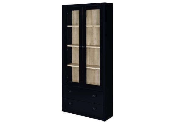 953478 Hawthorne 4-shelf Glass Door Cabinet with Drawers Black