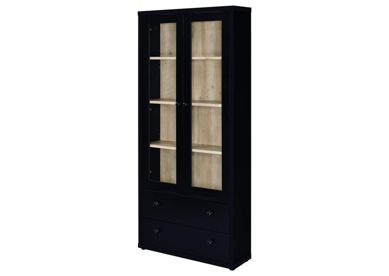 953478 Hawthorne 4-shelf Glass Door Cabinet with Drawers Black