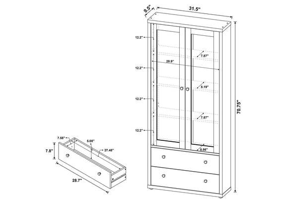 953478 Hawthorne 4-shelf Glass Door Cabinet with Drawers Black