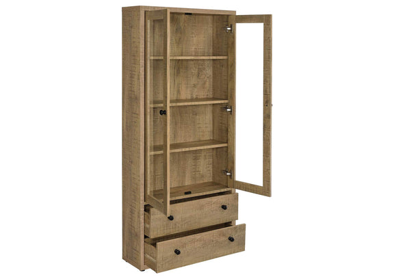953479 Hawthorne 4-shelf Glass Door Tall Cabinet with Drawers Mango