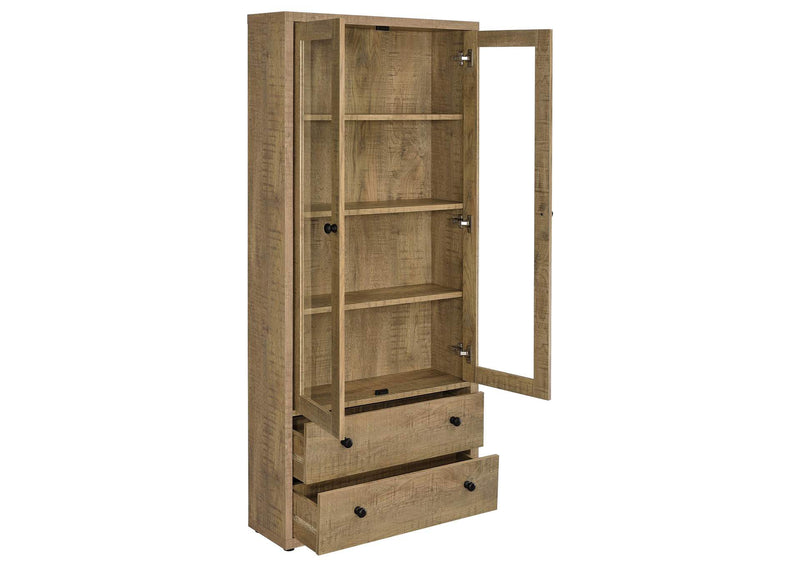 953479 Hawthorne 4-shelf Glass Door Tall Cabinet with Drawers Mango