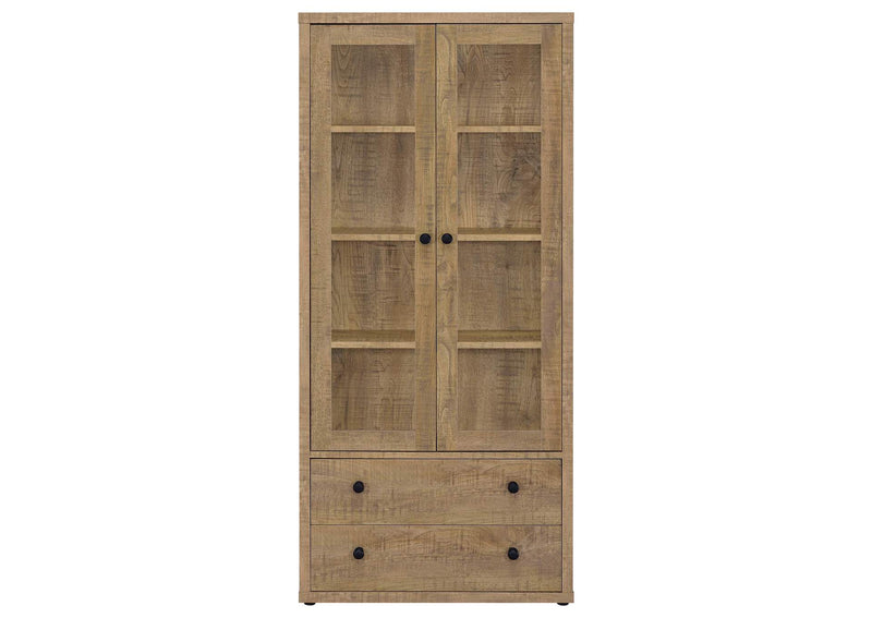 953479 Hawthorne 4-shelf Glass Door Tall Cabinet with Drawers Mango