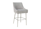 TOV-D6400 Beatrix Pleated Light Grey Velvet Bar Stool