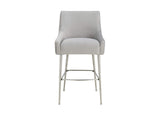 TOV-D6400 Beatrix Pleated Light Grey Velvet Bar Stool