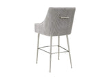 TOV-D6400 Beatrix Pleated Light Grey Velvet Bar Stool