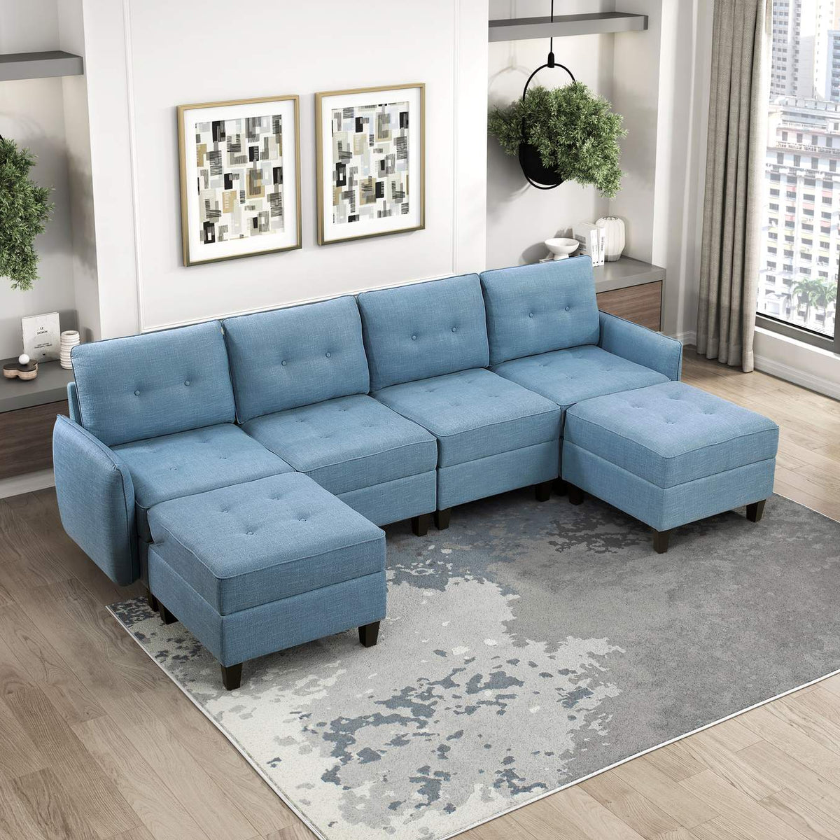 9557BUE-C1A Chair with One Arm and Storage