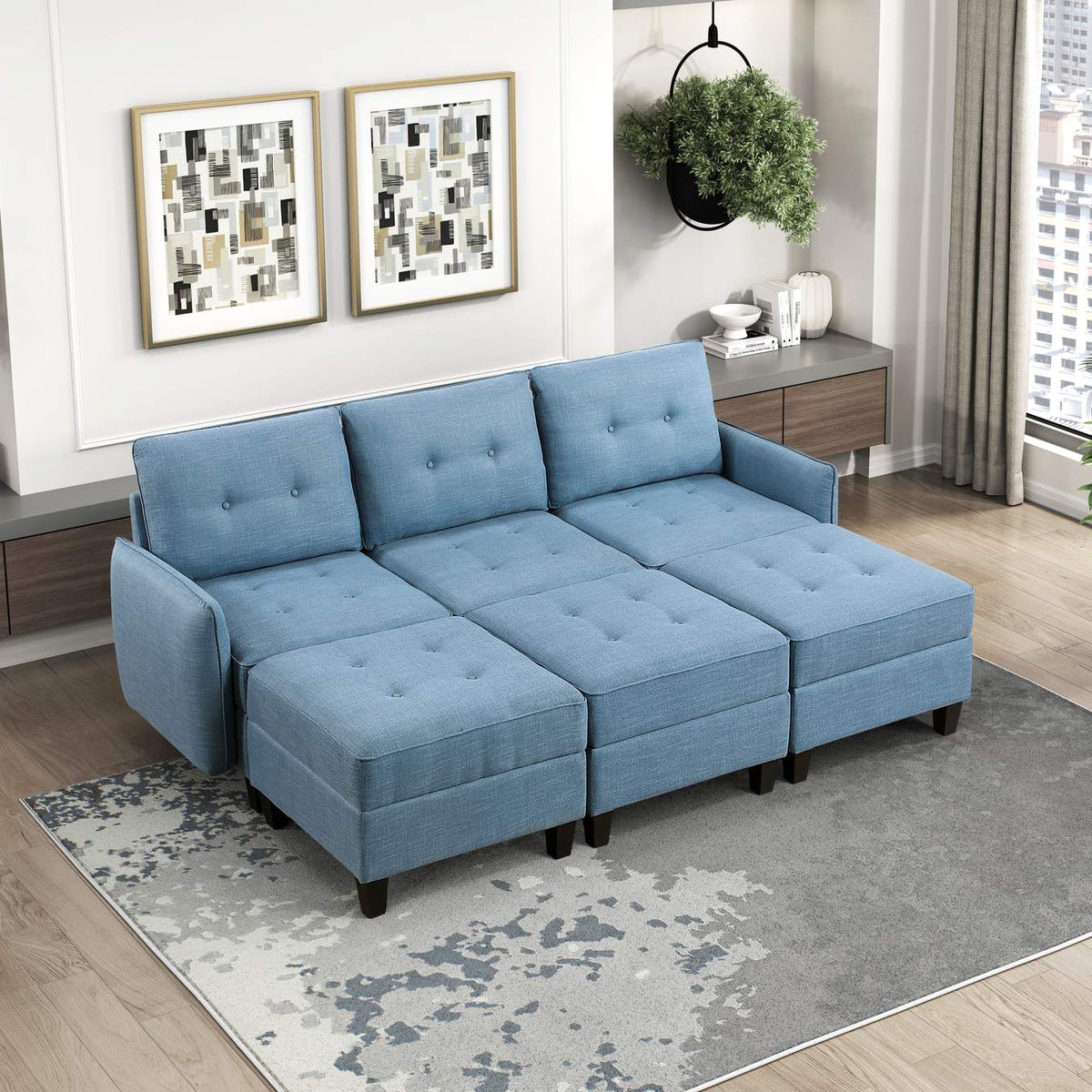9557BUE-C1A Chair with One Arm and Storage