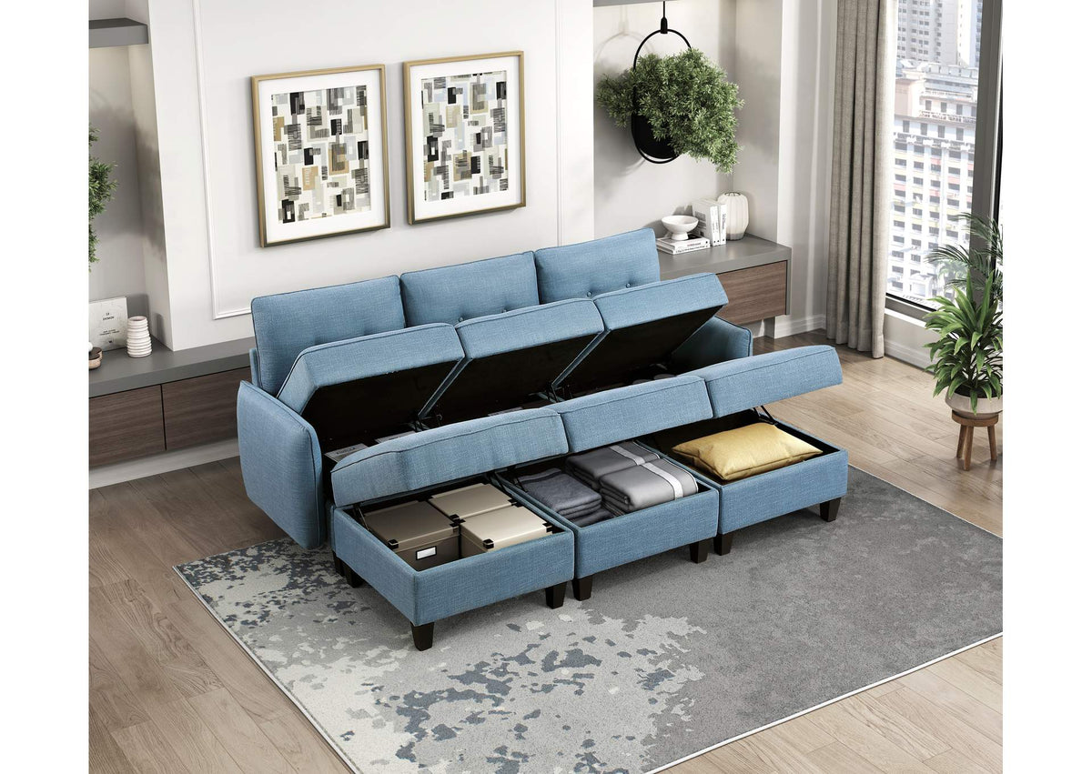 9557BUE-4 Ottoman with Storage