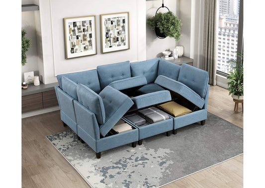 9557BUE-C1A Chair with One Arm and Storage