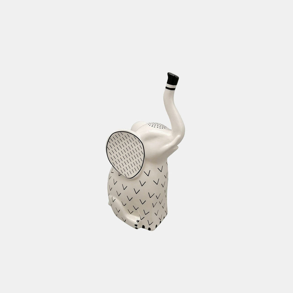 9" Dashed Lines Elephant - White / Black