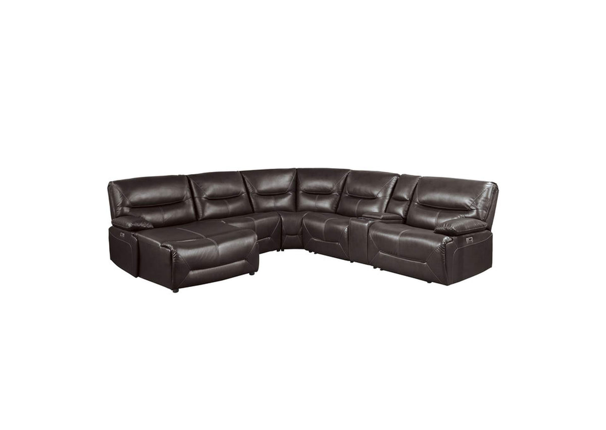 9579BRWKIT6LCRRPW Dyersburg 6-Piece Power Reclining Sectional with Left Chaise